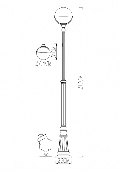 Столб фонарный уличный Arte Lamp MONACO A1497PA-1WG