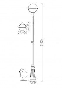 Столб фонарный уличный Arte Lamp MONACO A1497PA-1WG