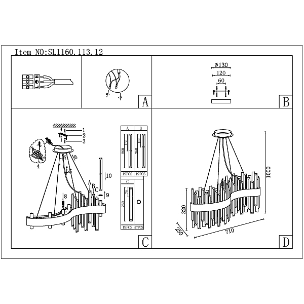 Подвесная люстра ST Luce Bafo SL1160.113.12