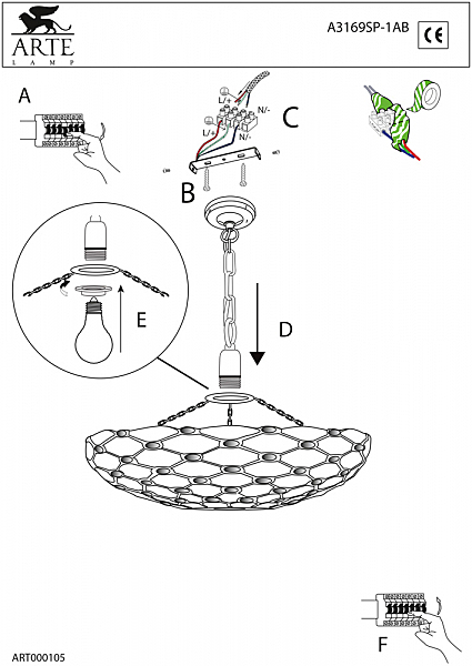 Светильник подвесной Arte Lamp RAINDROP A3169SP-1AB