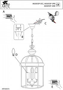 Светильник подвесной Arte Lamp RIMINI A6505SP-3CC