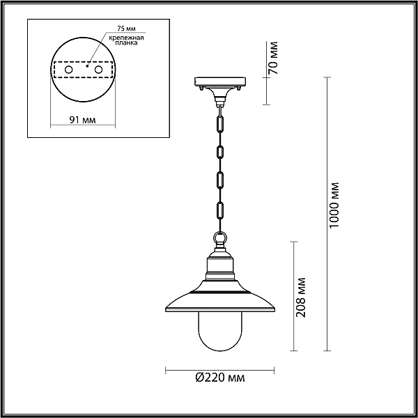 Уличный подвесной светильник Odeon Light Campa 4965/1