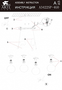 Подвесная люстра Arte Lamp Eltanin A3422SP-4GO