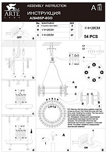 Подвесная люстра Arte Lamp Jastin A2848SP-8GO