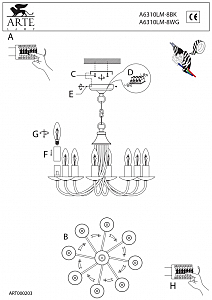 Подвесная люстра Arte Lamp Selection A6310LM-8WG