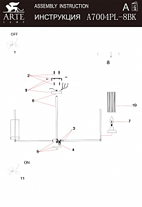 Потолочная люстра Arte Lamp Celaeno A7004PL-8BK