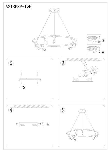 Подвесная люстра Arte Lamp Ring A2186SP-1WH