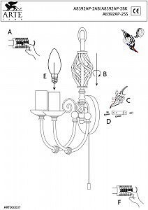 Настенное бра с выключателем Arte Lamp Zanzibar A8392AP-2AB