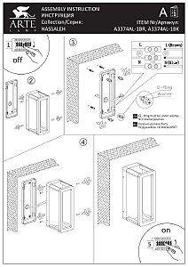 Уличный настенный светильник Arte Lamp Hassaleh A3374AL-1BK