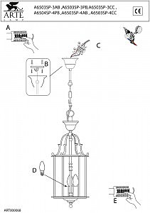 Светильник подвесной Arte Lamp RIMINI A6503SP-4CC