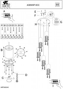 Люстра каскадная Arte Lamp ULYSSES A3855SP-5CC