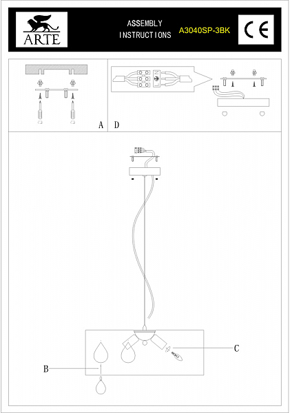 Светильник подвесной Arte Lamp ISTANBUL A3040SP-3BK