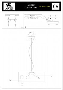 Светильник подвесной Arte Lamp ISTANBUL A3040SP-3BK