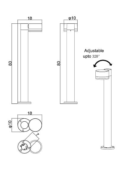 Уличный наземный светильник Arte Lamp Nunki A1910PA-1BK