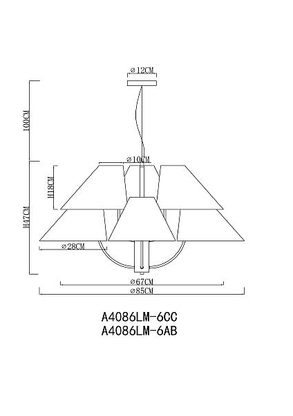 Подвесная люстра Arte Lamp Rondo A4086LM-6AB