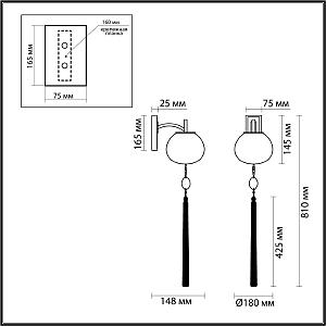 Настенное бра Odeon Light EXCLUSIVE Fiolent 5432/1W