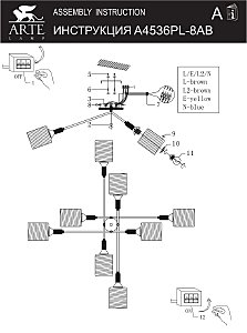 Потолочная люстра Arte Lamp Maria A4536PL-8AB