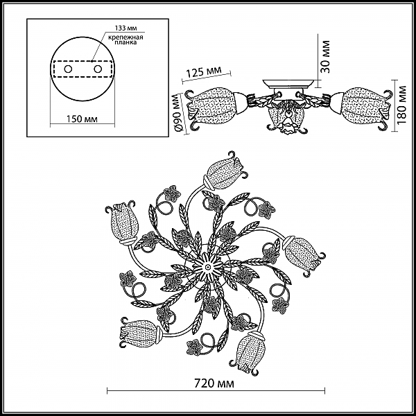 Потолочная люстра Odeon Light Ameli 2252/5C