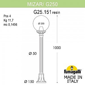 Столб фонарный уличный Fumagalli Globe 250 G25.151.000.AYE27