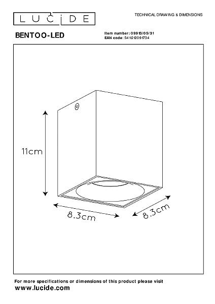 Накладной светильник Lucide Bentoo-Led 09913/05/31