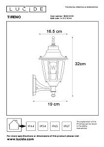 Уличный настенный светильник Lucide Tireno 11832/01/30