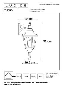 Уличный настенный светильник Lucide Tireno 11833/01/30