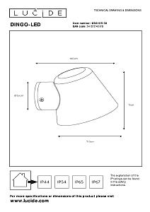 Уличный настенный светильник Lucide Dingo Led 14881/05/30
