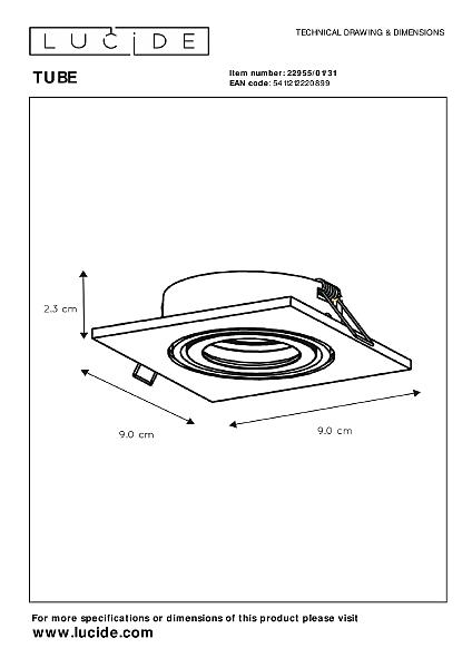 Встраиваемый светильник Lucide Tube 22955/01/31