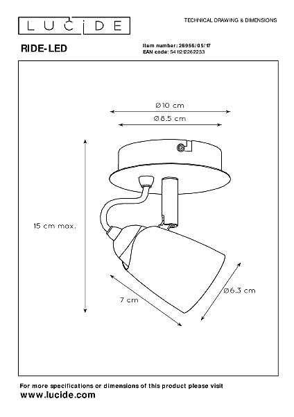 Светильник спот Lucide Ride-Led 26956/05/17