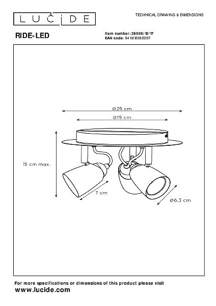 Светильник спот Lucide Ride-Led 26956/15/17