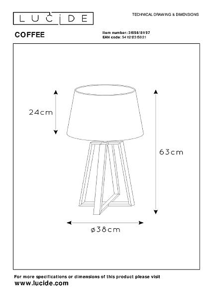 Настольная лампа Lucide Coffee Lamp 31598/81/97