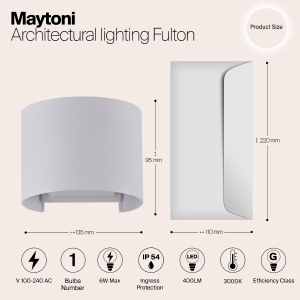 Уличный LED настенный светильник Maytoni Fulton O573WL-L6W