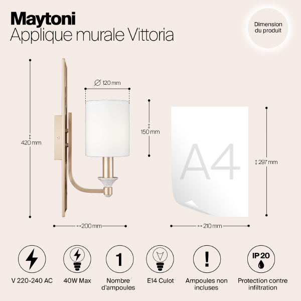 Настенное бра Maytoni Vittoria H005WL-01BG