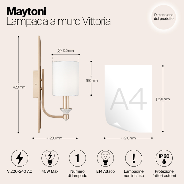 Настенное бра Maytoni Vittoria H005WL-01BG