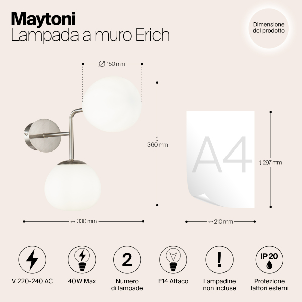 Настенное бра Maytoni Erich MOD221-WL-02-N