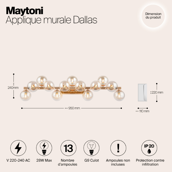 Настенное бра Maytoni Dallas MOD547WL-13G