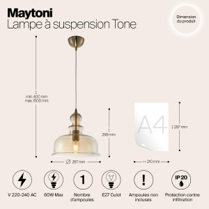 Светильник подвесной Maytoni Tone P001PL-01BZ