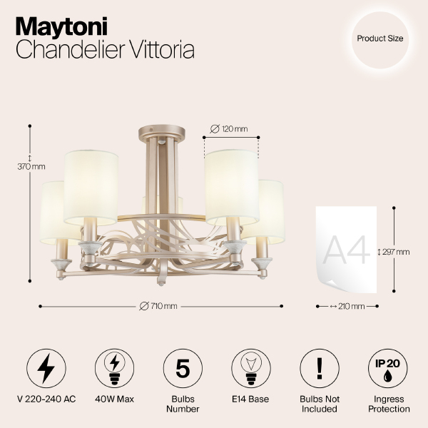 Потолочная люстра Maytoni Vittoria H004CL-05BG