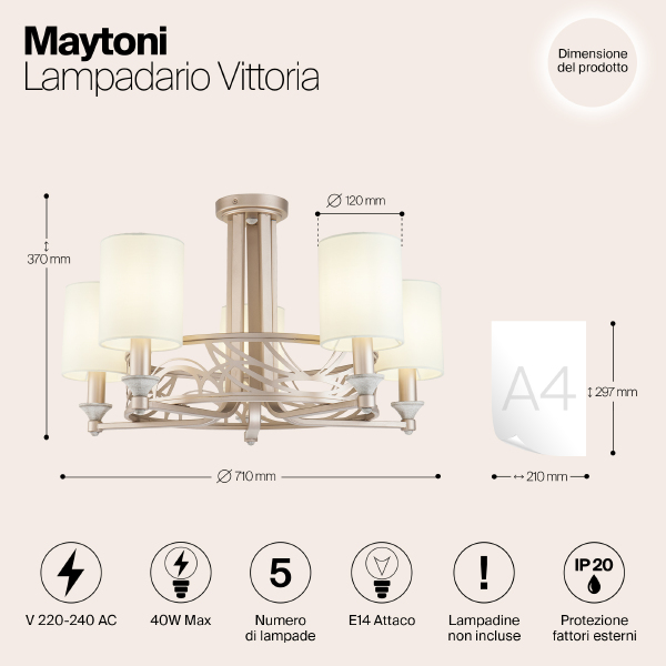 Потолочная люстра Maytoni Vittoria H004CL-05BG