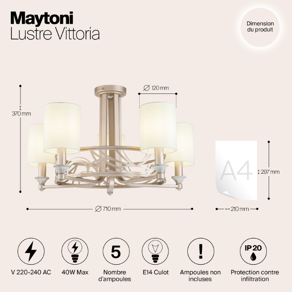 Потолочная люстра Maytoni Vittoria H004CL-05BG