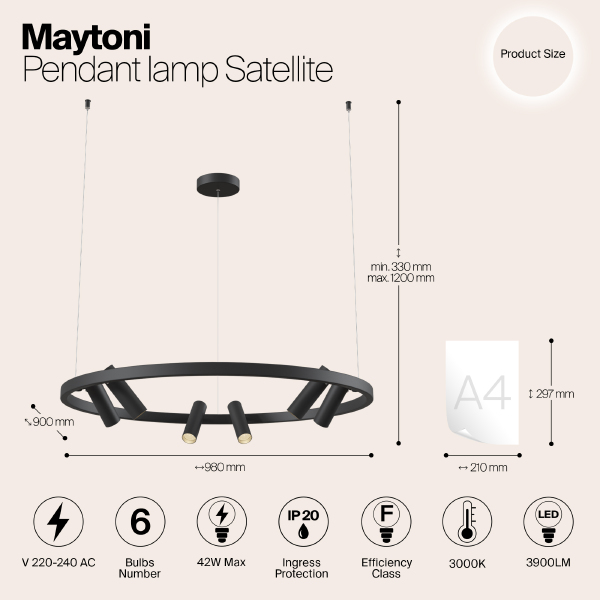 Светильник подвесной Maytoni Satellite MOD102PL-L42B