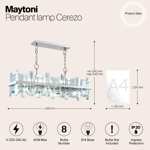 Подвесная люстра Maytoni Cerezo MOD201PL-08N