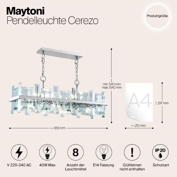 Подвесная люстра Maytoni Cerezo MOD201PL-08N