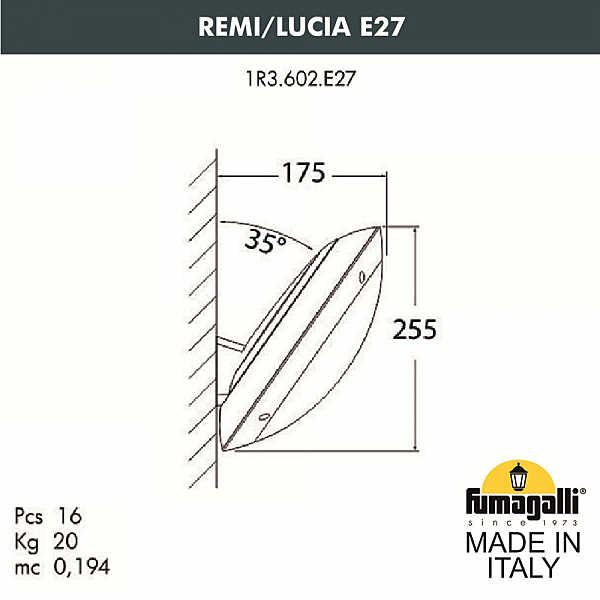 Уличный настенный светильник Fumagalli Lucia 1R3.602.000.AYE27