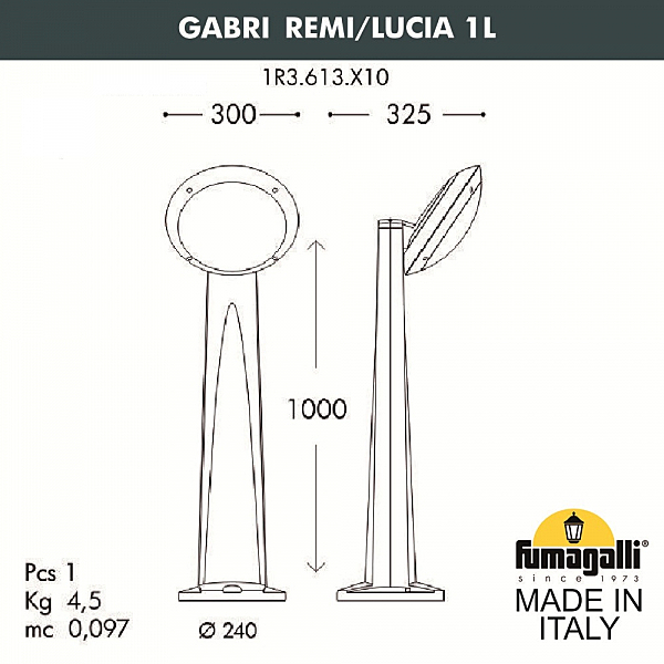 Уличный наземный светильник Fumagalli Lucia 1R3.613.X10.AYE27