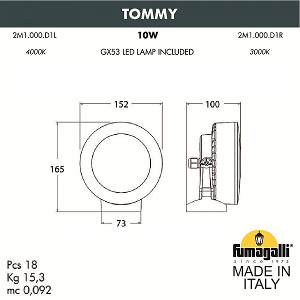 Прожектор уличный Fumagalli Tommy 2M1.000.000.AXD1L