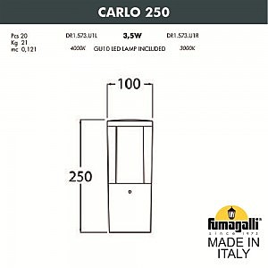 Уличный наземный светильник Fumagalli Carlo DR1.573.000.AXU1L