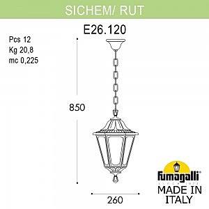 Уличный подвесной светильник Fumagalli Rut E26.120.000.BYF1R