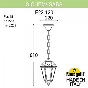 Уличный подвесной светильник Fumagalli Saba K22.120.000.AXF1R