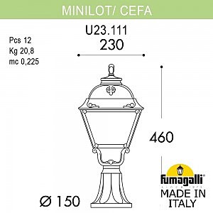 Уличный наземный светильник Fumagalli Cefa U23.111.000.WXF1R